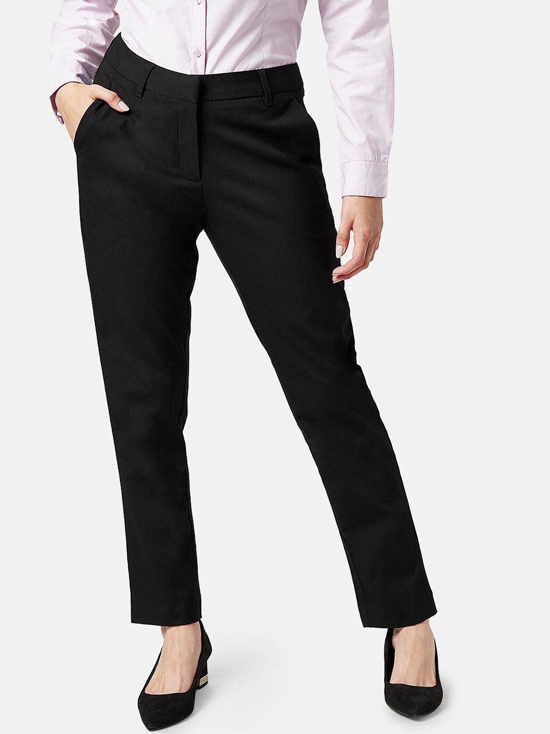 

Annabelle by Pantaloons Women Mid-Rise Formal Trousers, Black