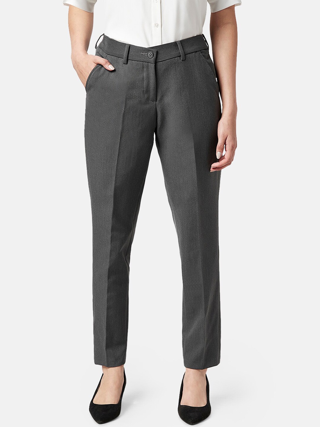 

Annabelle by Pantaloons Women Mid-Rise Trousers, Grey