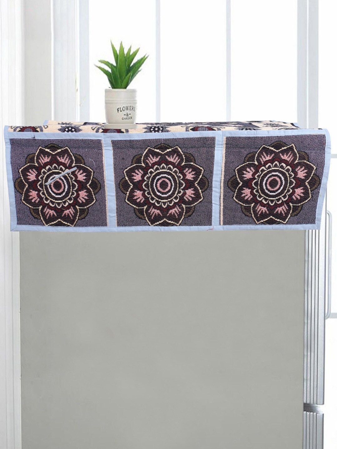 

Kuber Industries Beige & Grey Printed Cotton Waterproof Refrigerator Top Cover