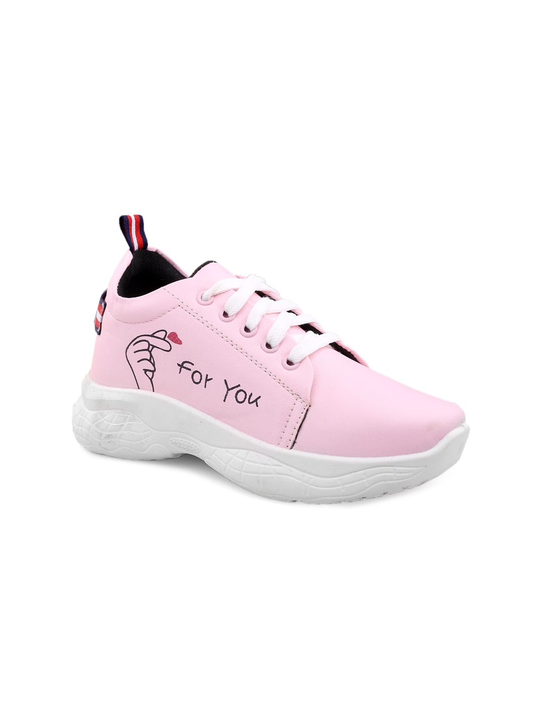 

KRAASA Women Round Toe Lace-Ups Sneakers, Pink