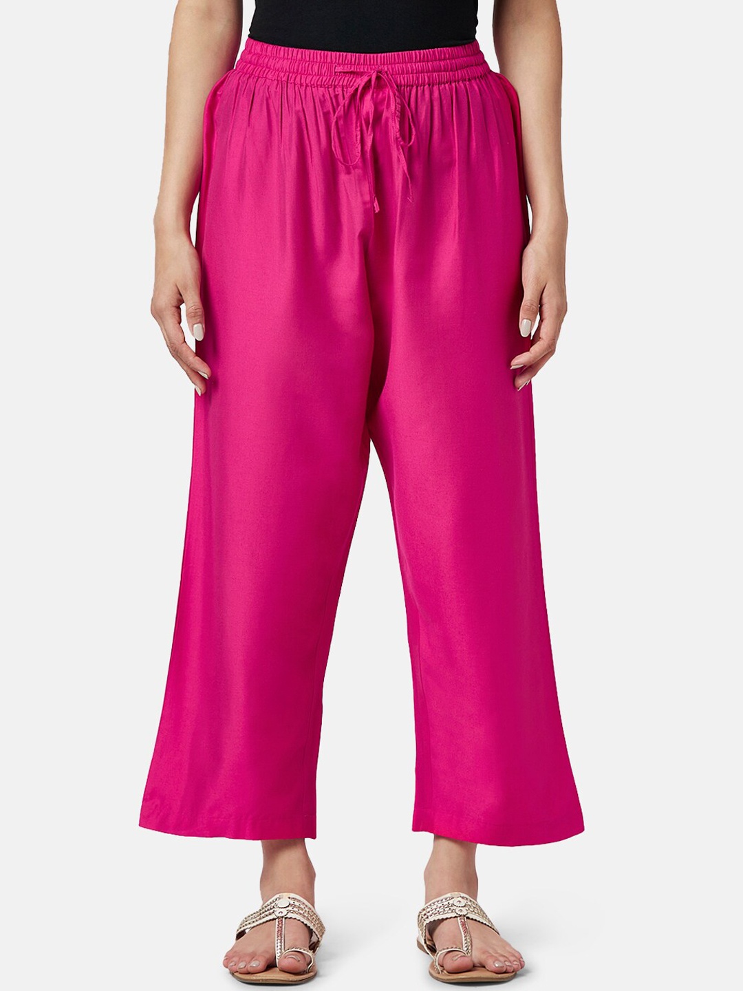 

RANGMANCH BY PANTALOONS Women Mid-Rise Parallel Trousers, Fuchsia