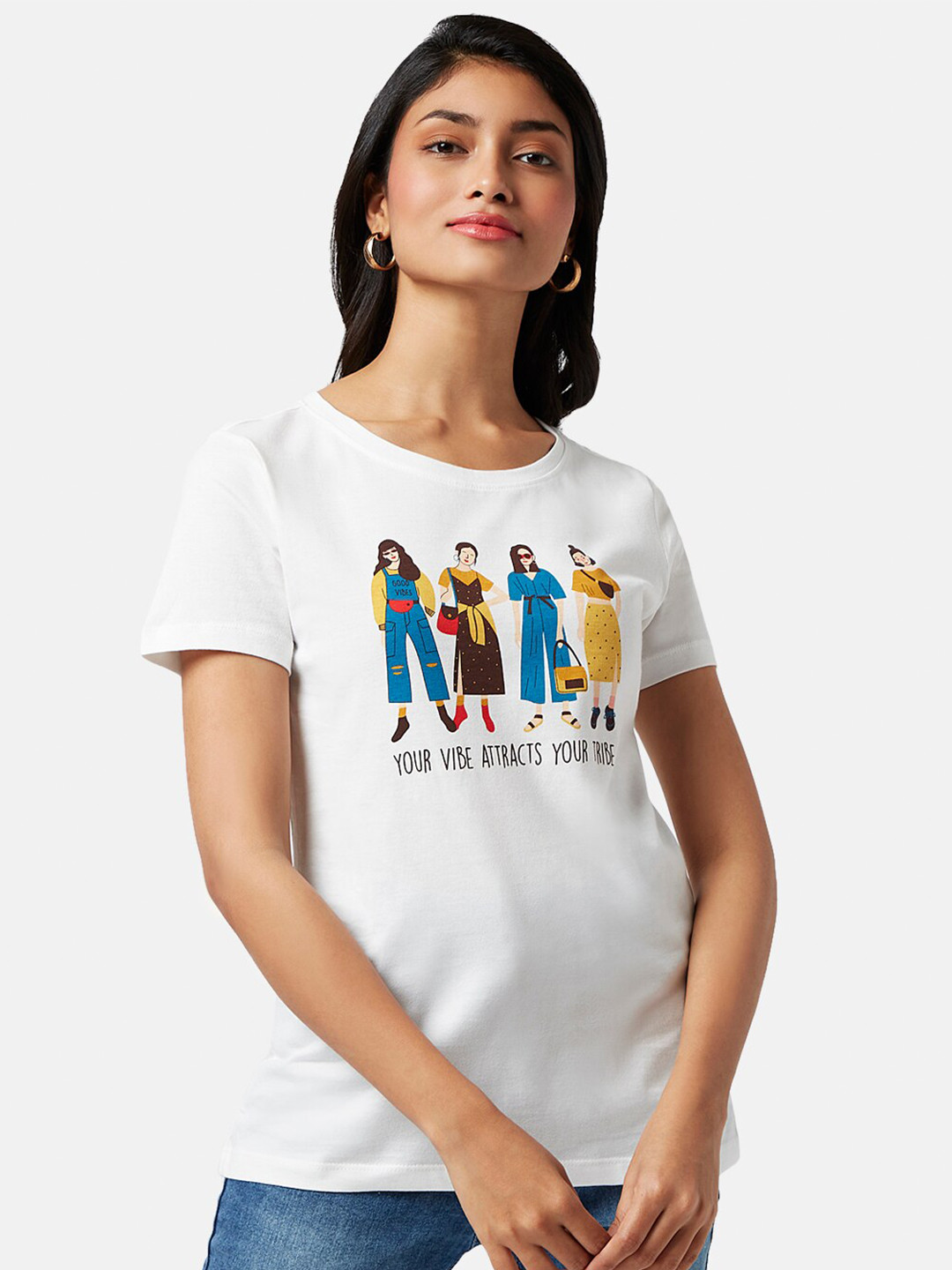 

Honey by Pantaloons Graphic Printed Cotton T-shirt, Off white