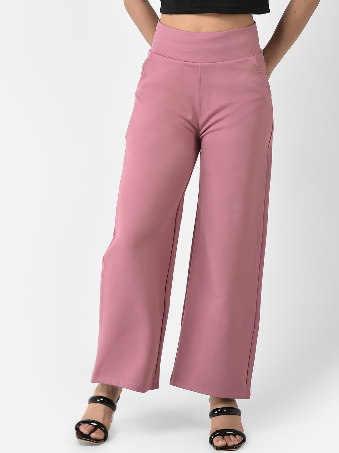 

FNOCKS Women Comfort Cotton Bootcut Trousers, Pink