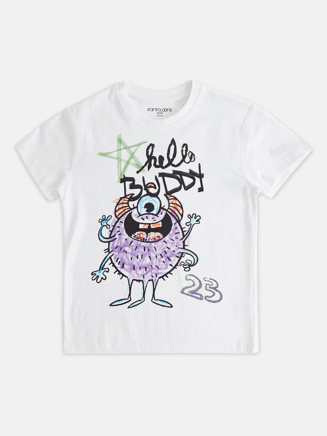 

Pantaloons Junior Boys Mike Wazowski Printed Round Neck Cotton T-shirt, White