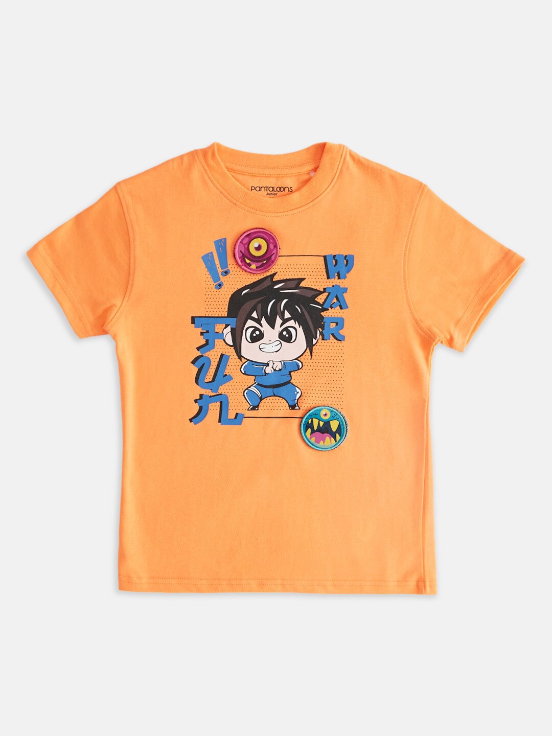 

Pantaloons Junior Boys Humour and Comic Printed Cotton T-shirt, Orange