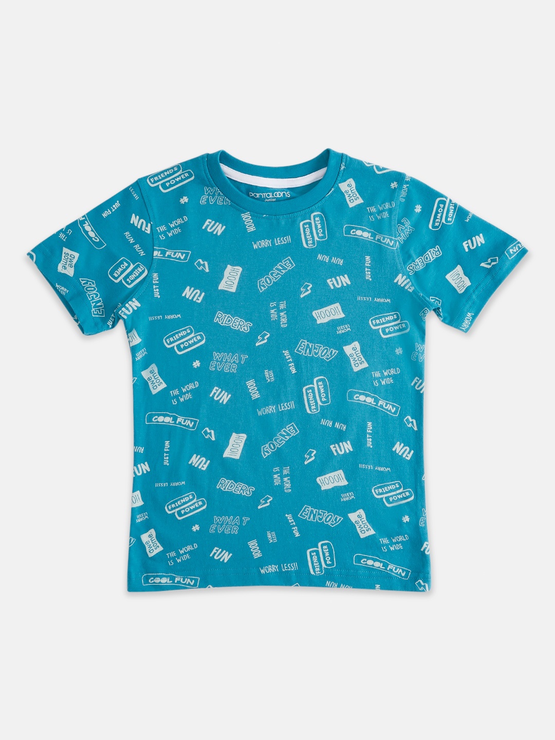 

Pantaloons Junior Boys Conversational Printed Short Sleeve Cotton T-shirt, Teal