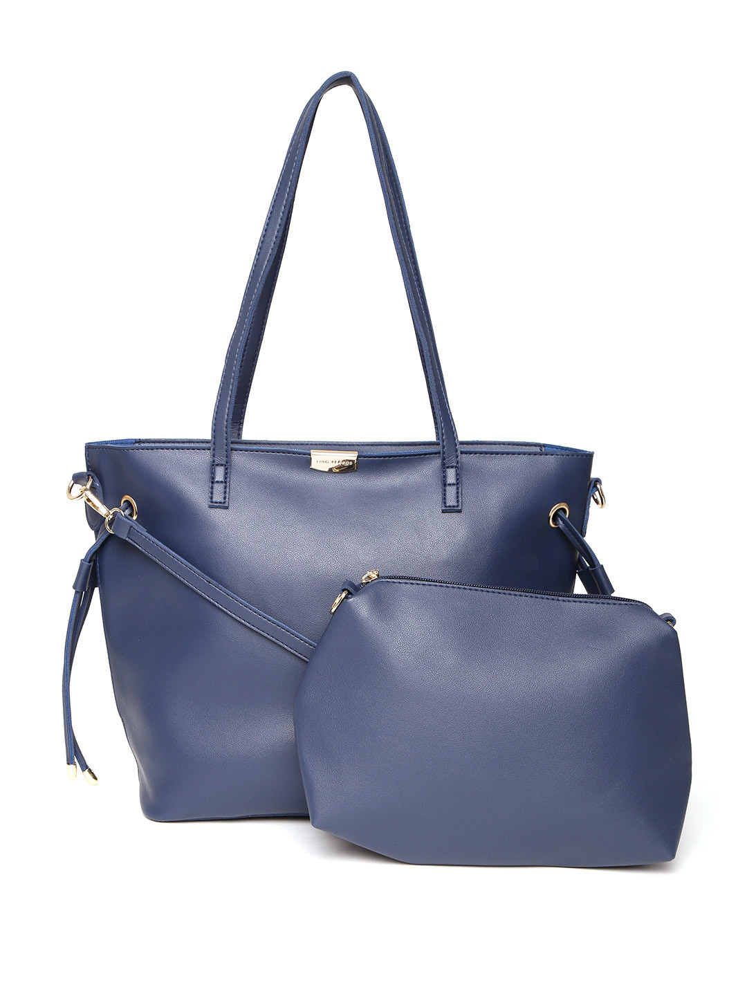 

Lino Perros Navy Solid Shoulder Bag with Zip Pouch, Navy blue