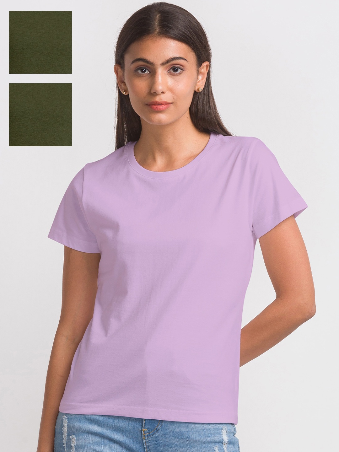 

NOIRA Pack Of 3 Round Neck Short Sleeves T-Shirt, Olive