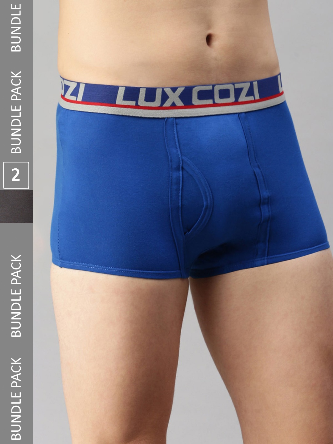 

Lux Cozi Men Pack Of 2 Mid-Rise Pure Cotton Trunks, Blue