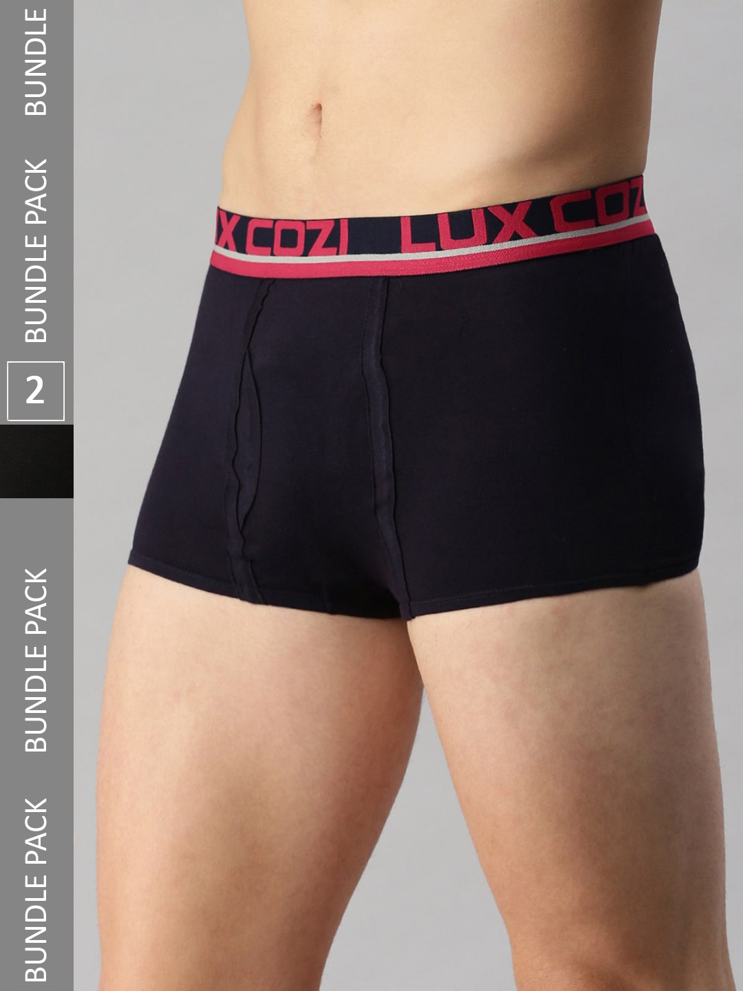 

Lux Cozi Pack Of 2 Logo Printed Detail Outer Elastic Trunks, Black