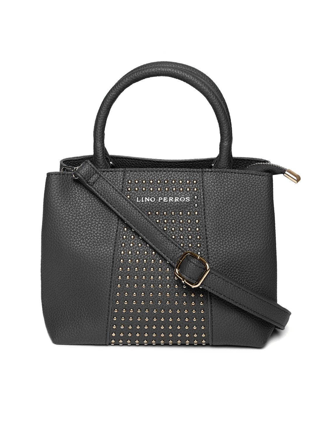 

Lino Perros Black Embellished Handheld Bag with Sling Strap