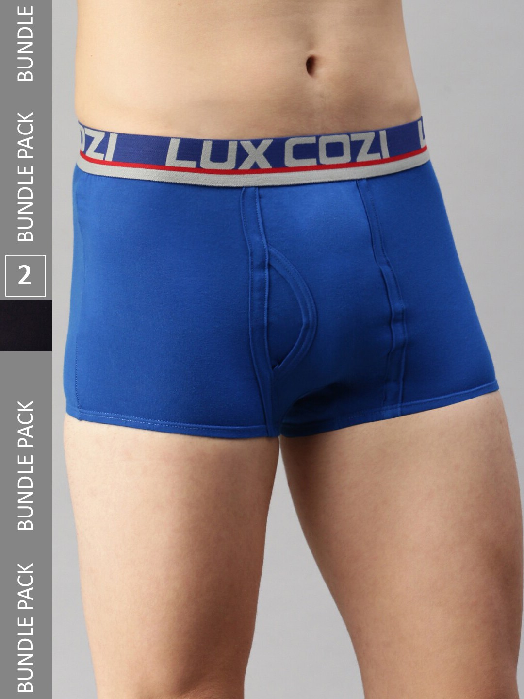 

Lux Cozi Men Pack Of 2 Logo Printed Detail Outer Elastic Trunks, Blue