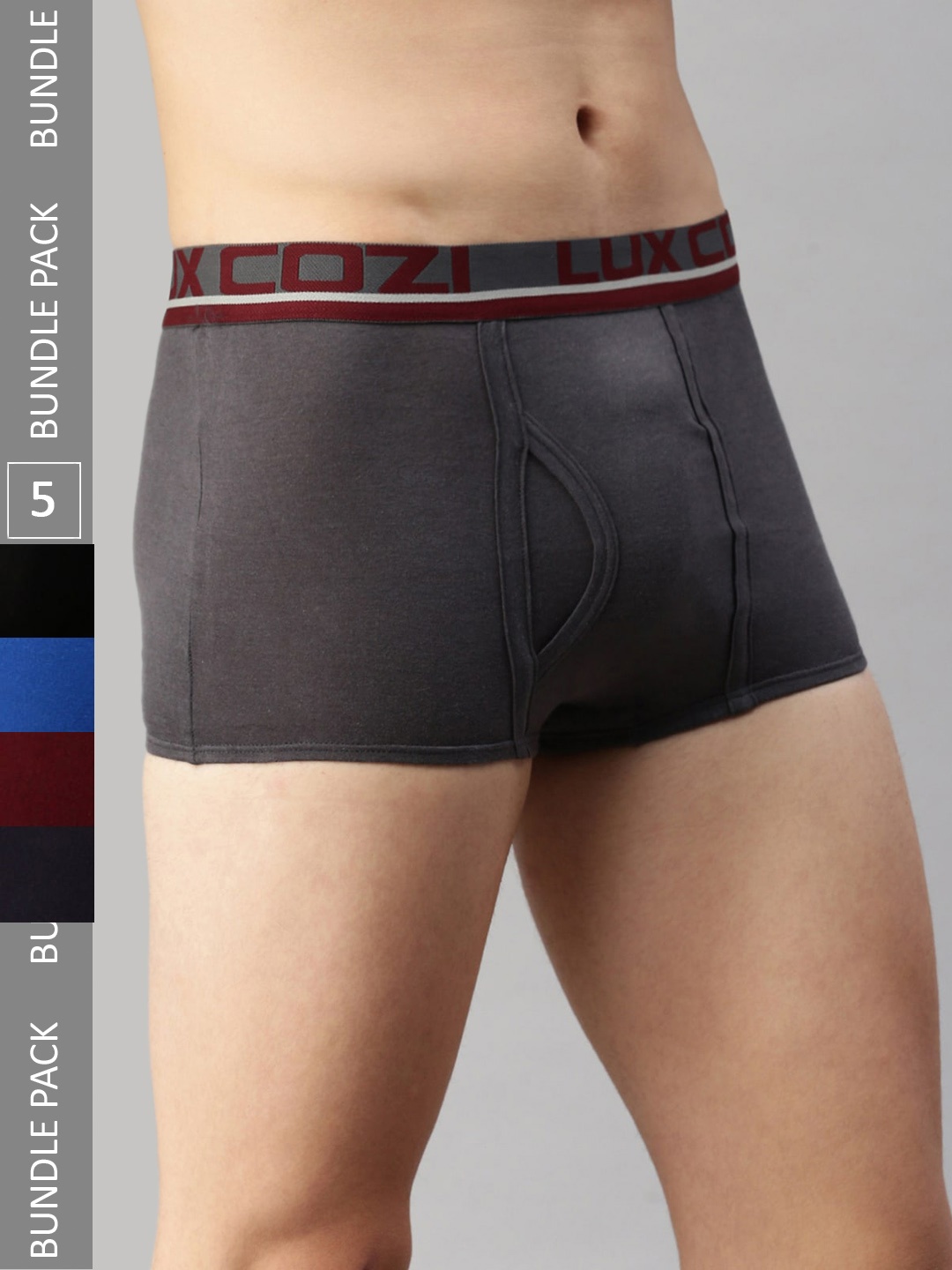 

Lux Cozi Pack Of 5 Assorted Logo Printed Detail Outer Elastic Trunks