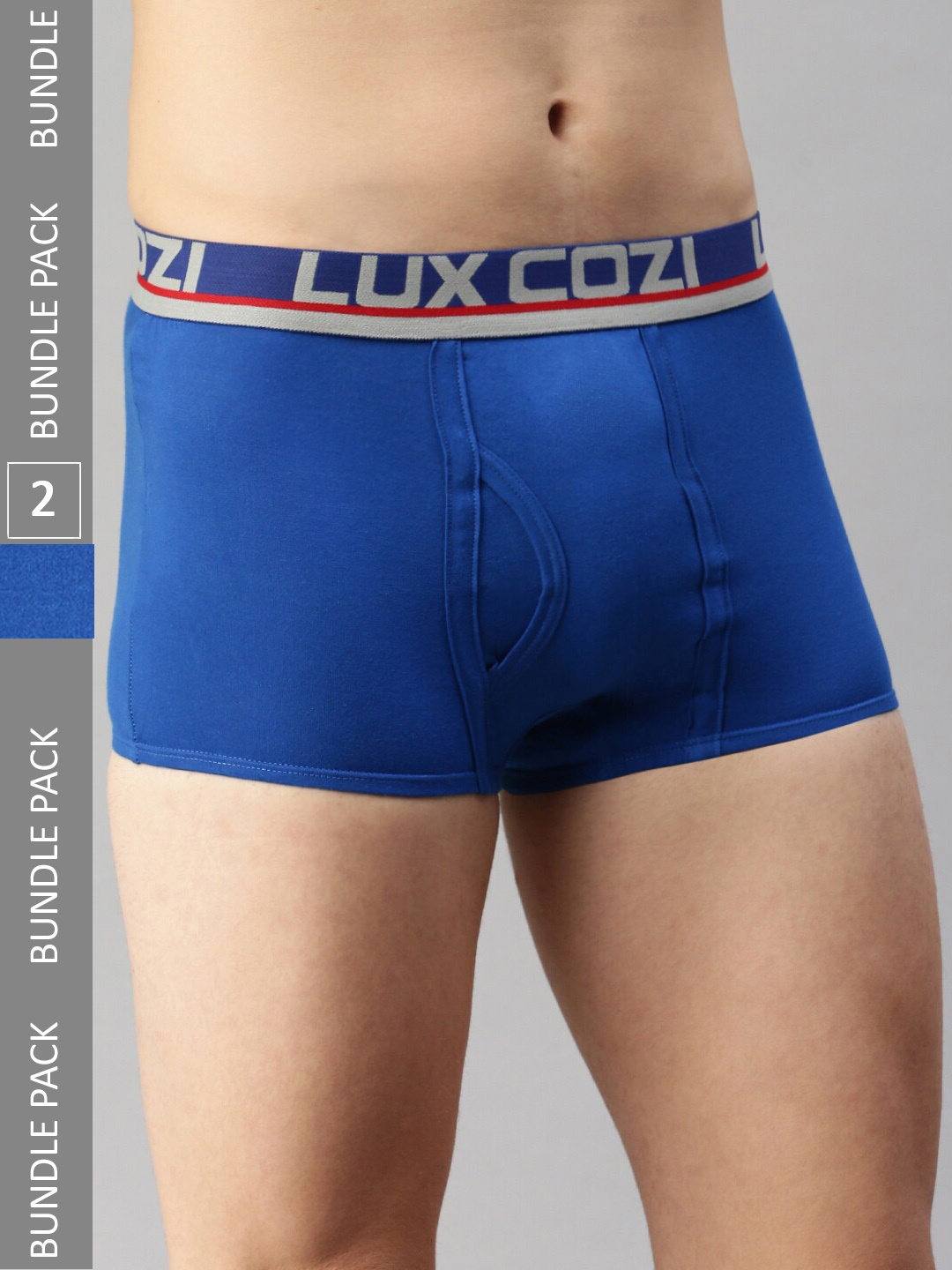 

Lux Cozi Men Pack Of 2 Anti Bacterial Odor Resistance Mid-Rise Outer Elastic Trunks, Blue