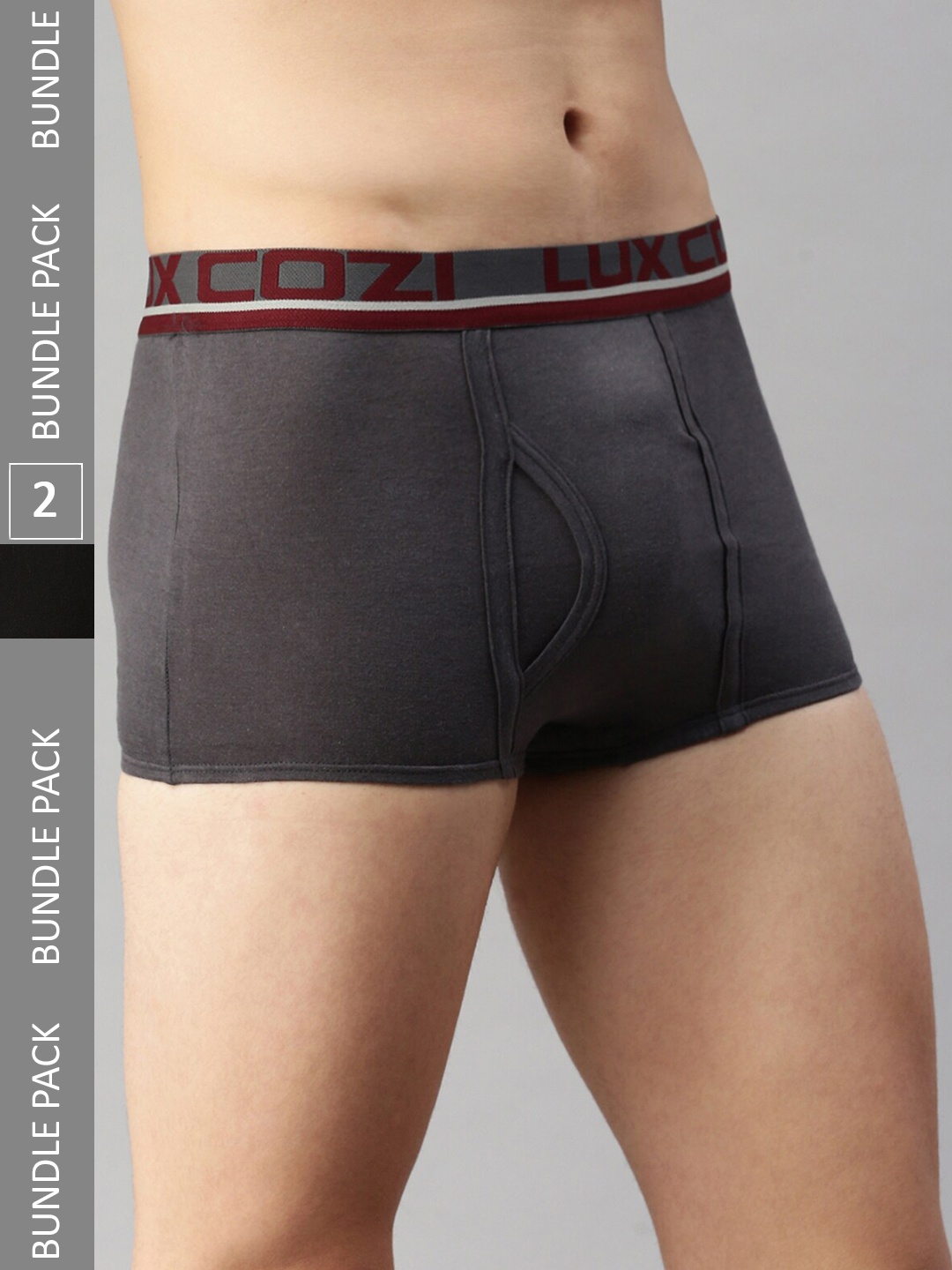 

Lux Cozi Pack Of 2 Logo Printed Detail Outer Elastic Trunks, Black