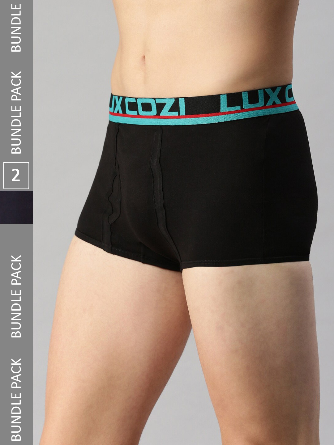 

Lux Cozi Pack Of 2 Logo Printed Detail Outer Elastic Trunks, Black