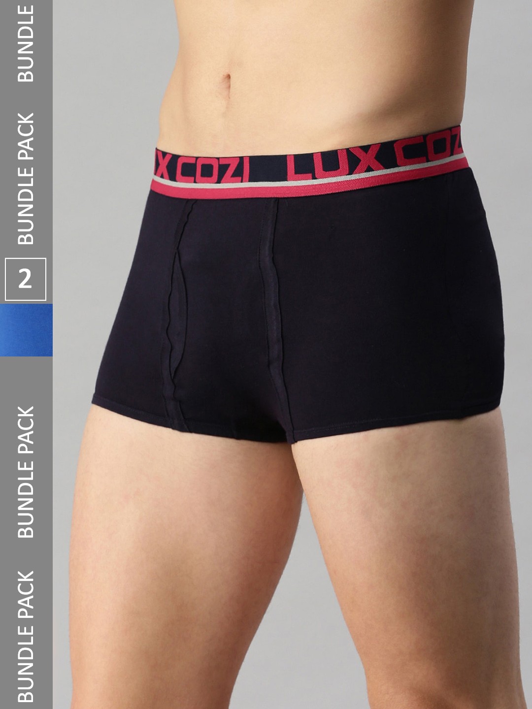

Lux Cozi Men Pack Of 2 Outer Elastic Mid-Rise Pure Cotton Trunks, Blue