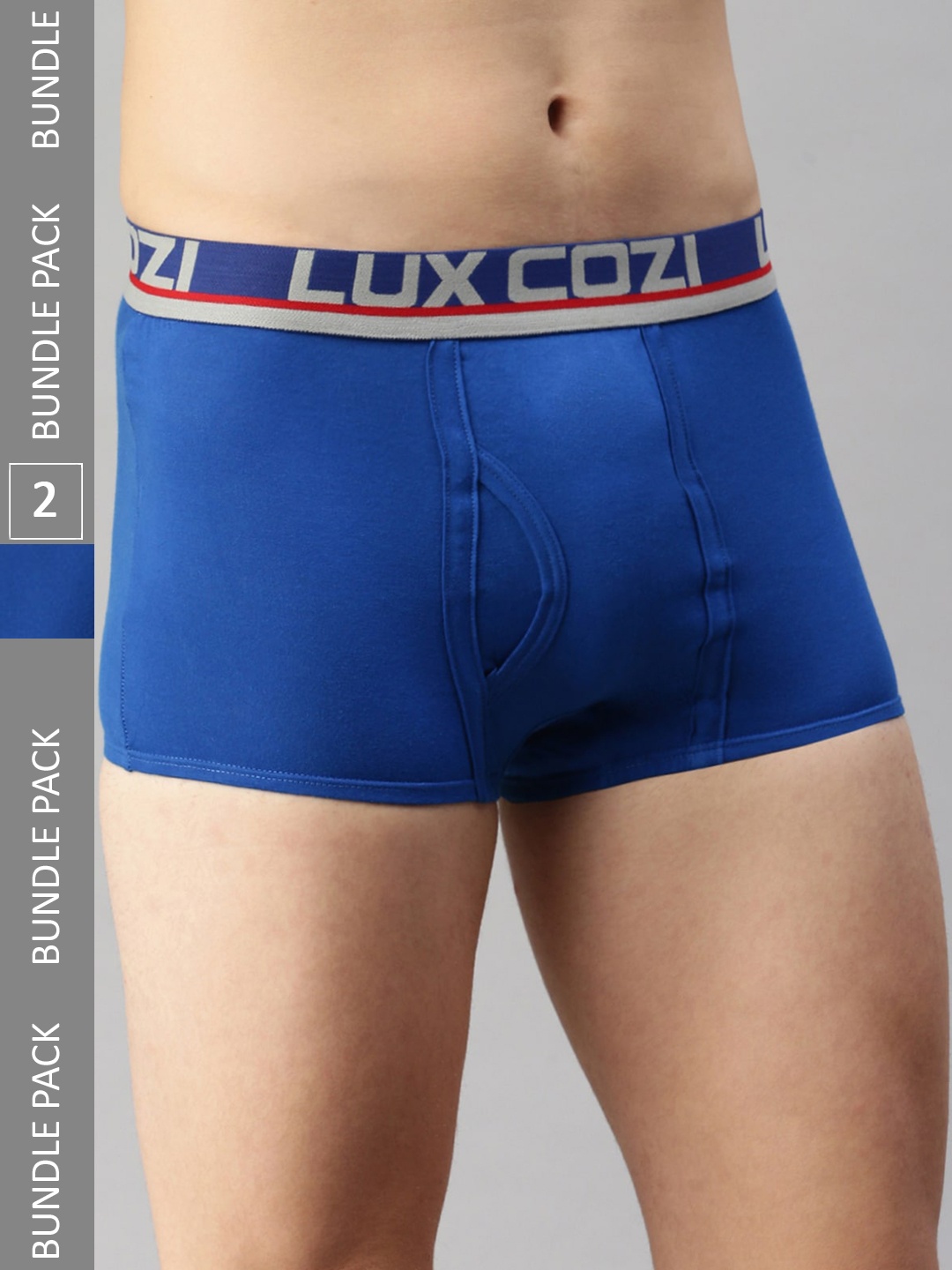 

Lux Cozi Men Pack Of 2 Logo Printed Detail Outer Elastic Trunks, Blue