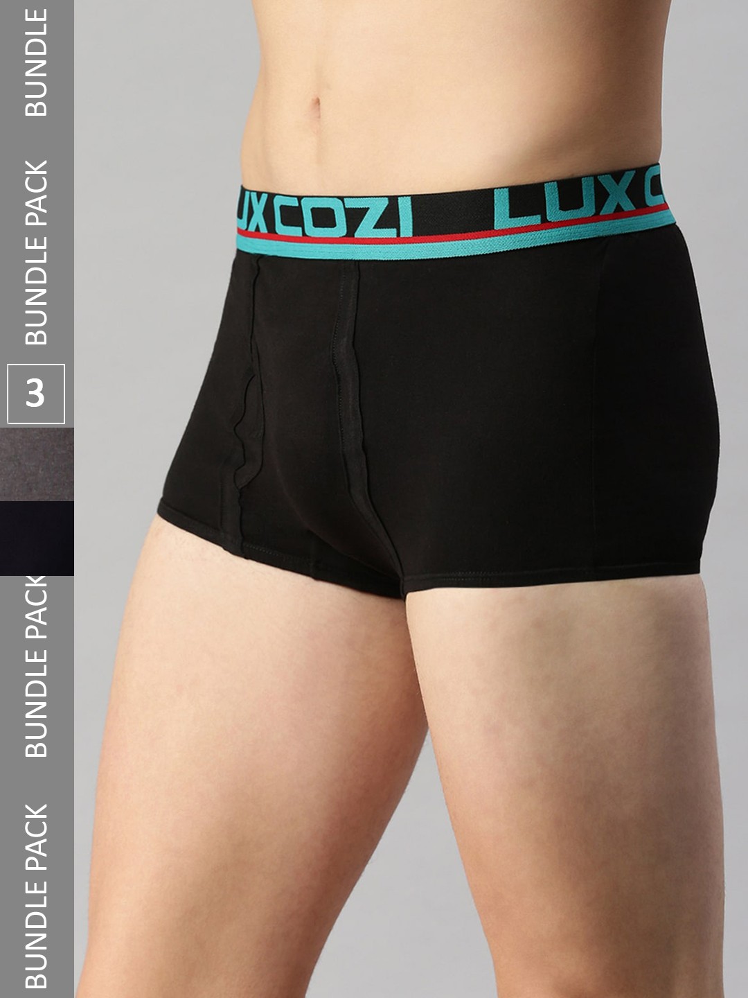 

Lux Cozi Pack Of 3 Mid-Rise Quick Dry High Absorbency Outer Elastic Trunks, Navy blue