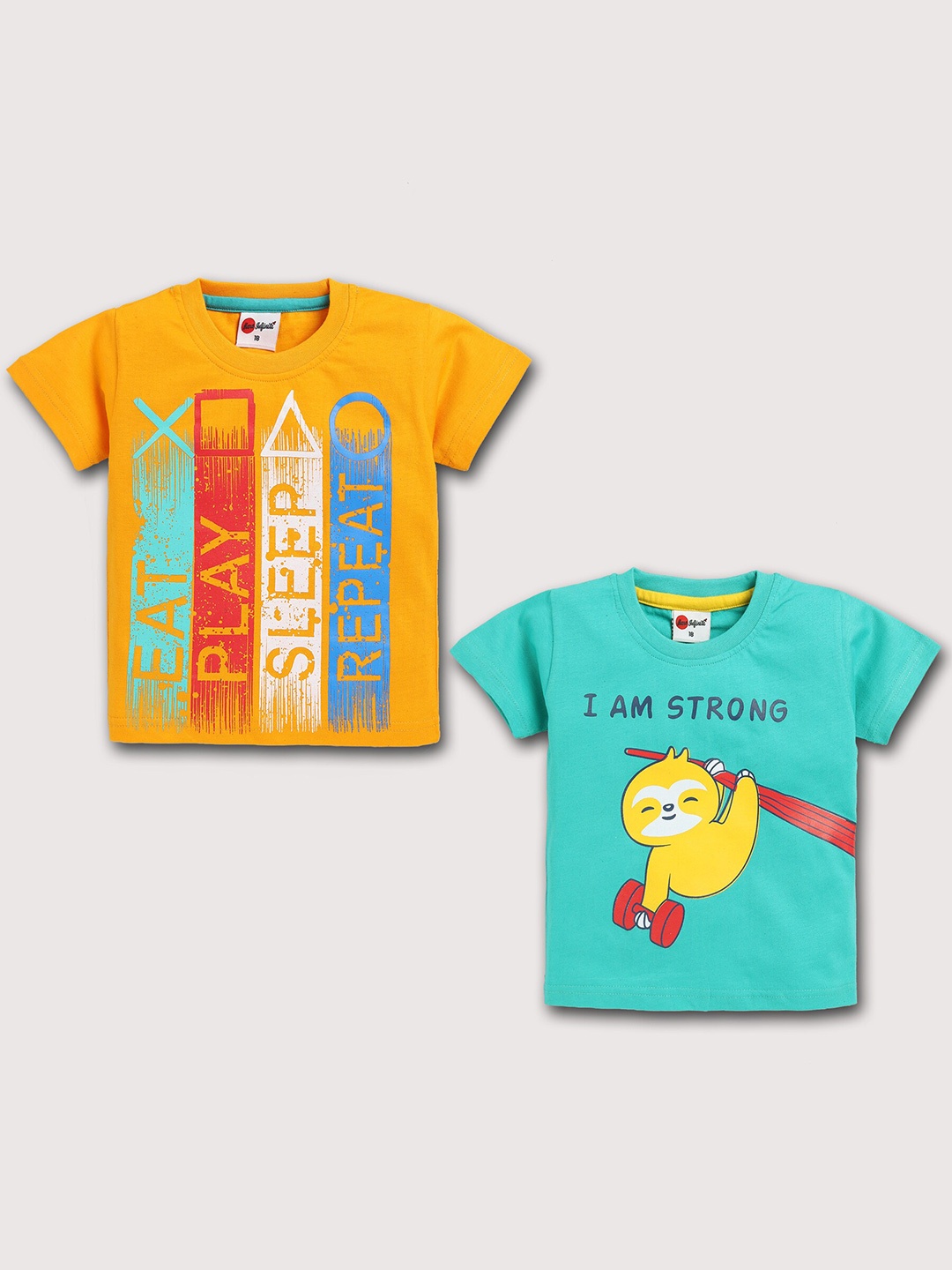 

Mars Infiniti Infant Kids Pack Of 2 Printed Cotton T-shirt, Turquoise blue