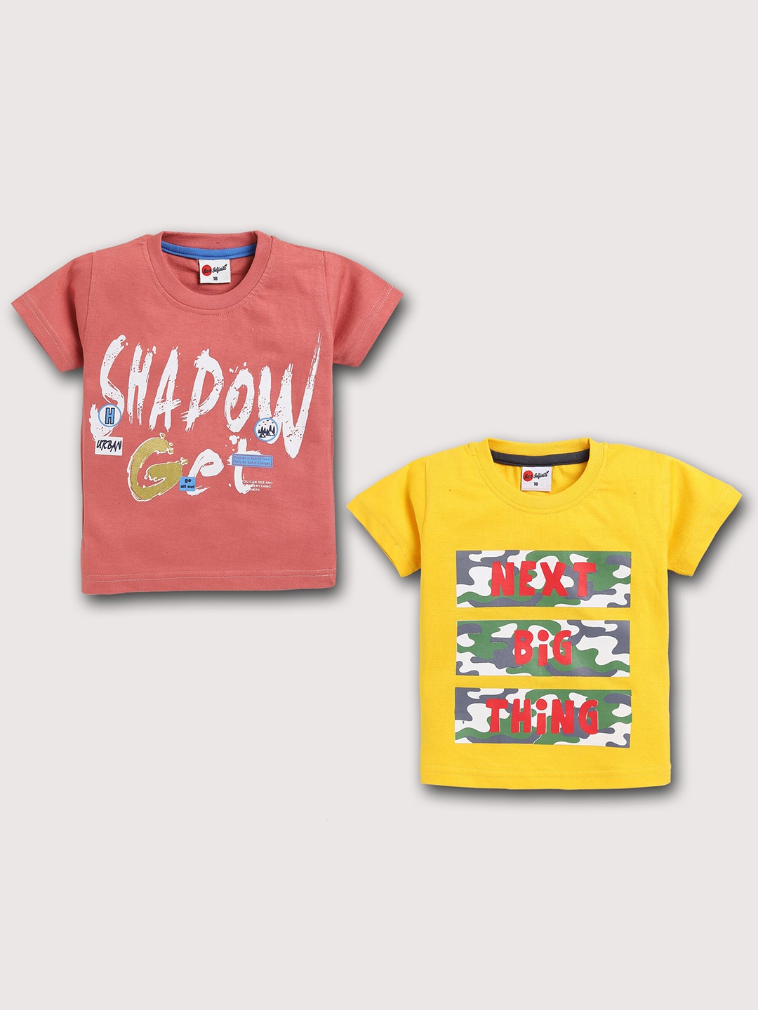 

Mars Infiniti Boys Pack Of 2 Typography Printed Cotton T-Shirt, Coral