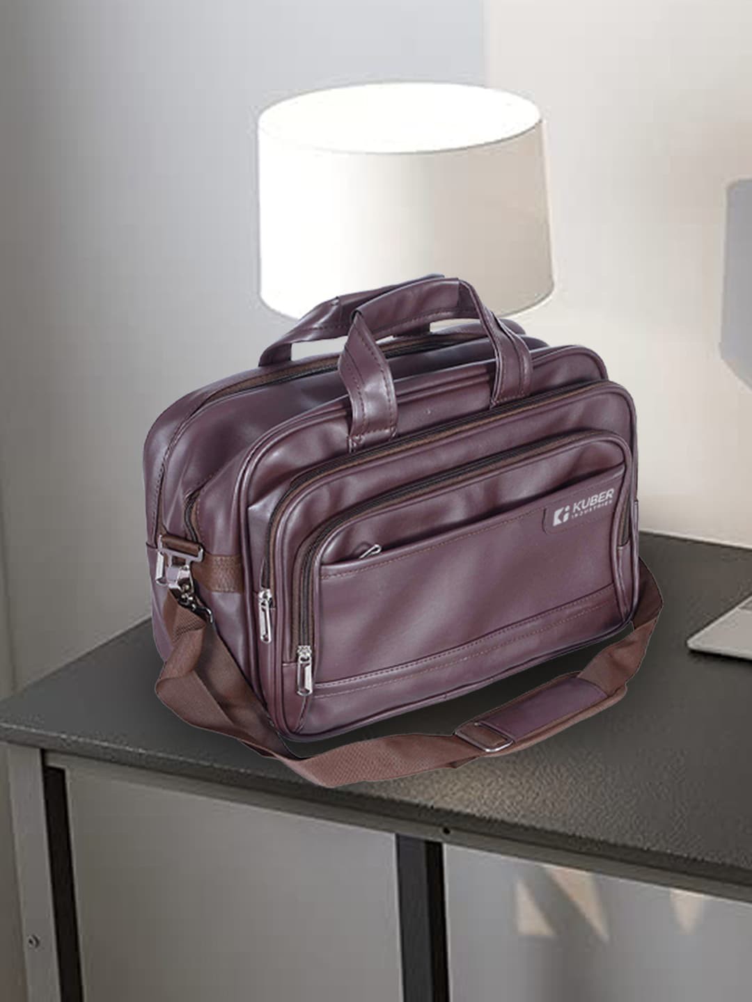 

Kuber Industries Leather Laptop Handheld Bag, Brown