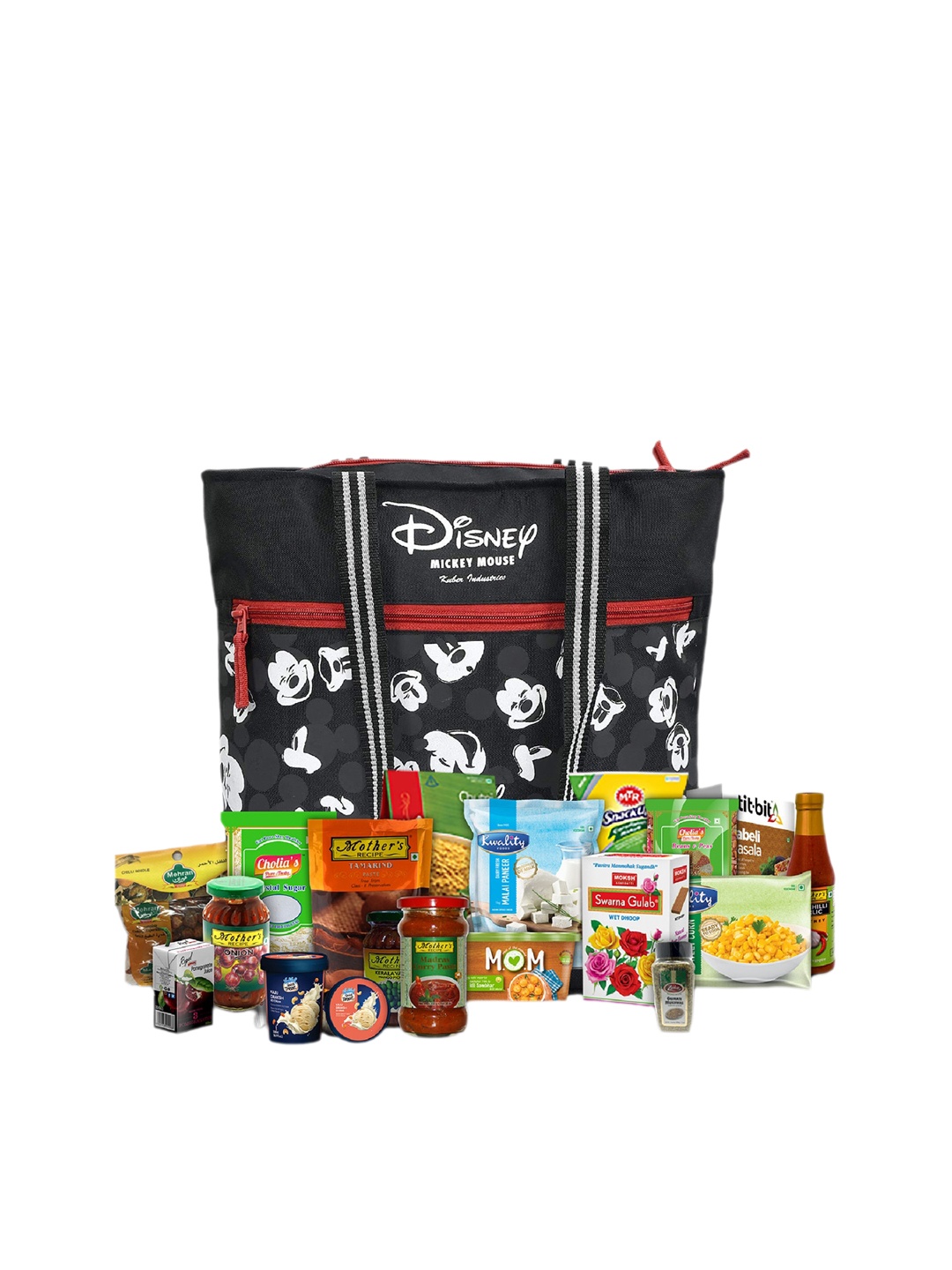 

Kuber Industries Set Of 2 Mickey Mouse Printed Oversized Shopper Tote Bag, Black