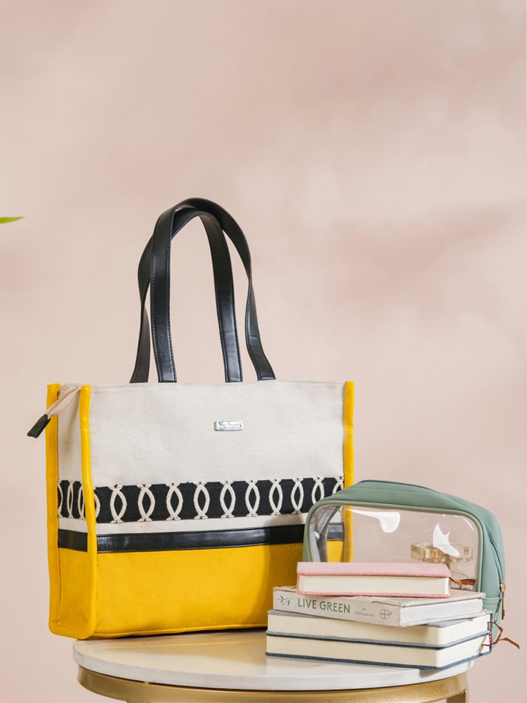 

Nestasia Canvas Cotton Tote Bag, White