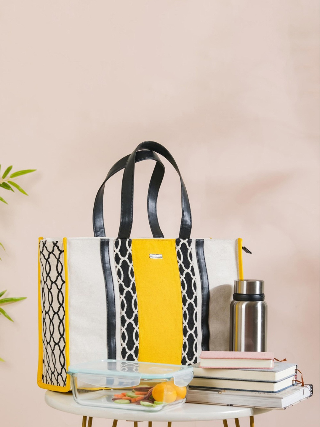 

Nestasia Canvas Cotton Tote Bag, White