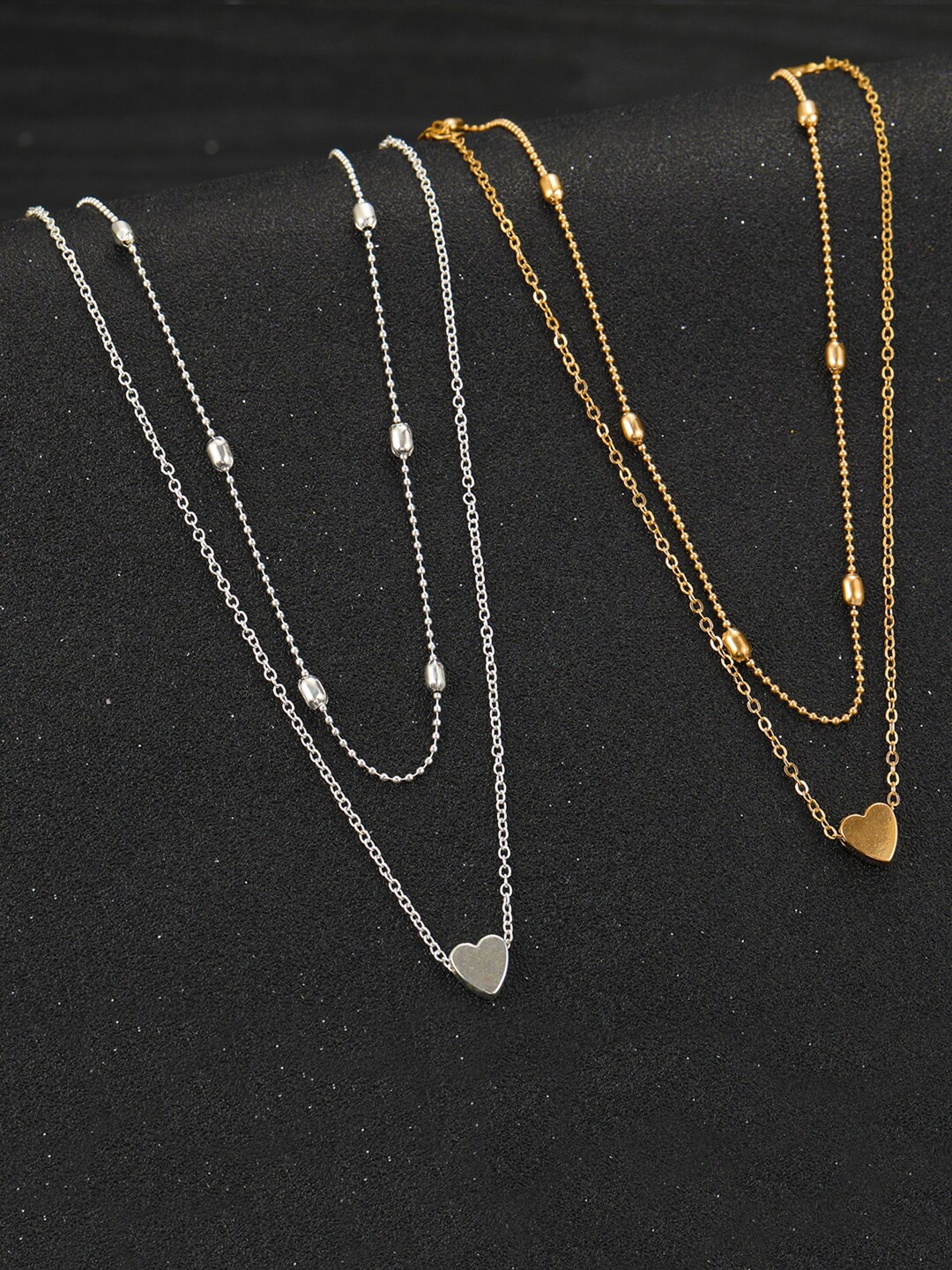 

Jewels Galaxy 2Pcs Silver & Gold-Plated Layered Necklace
