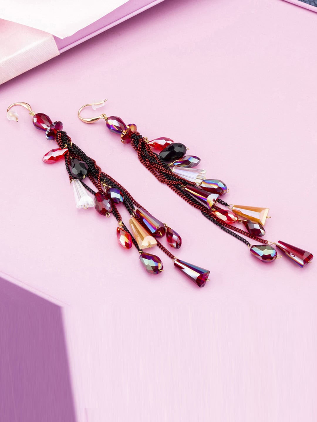 

Jewels Galaxy Gold-Plated Contemporary Handcrafted Drop Earrings, Red