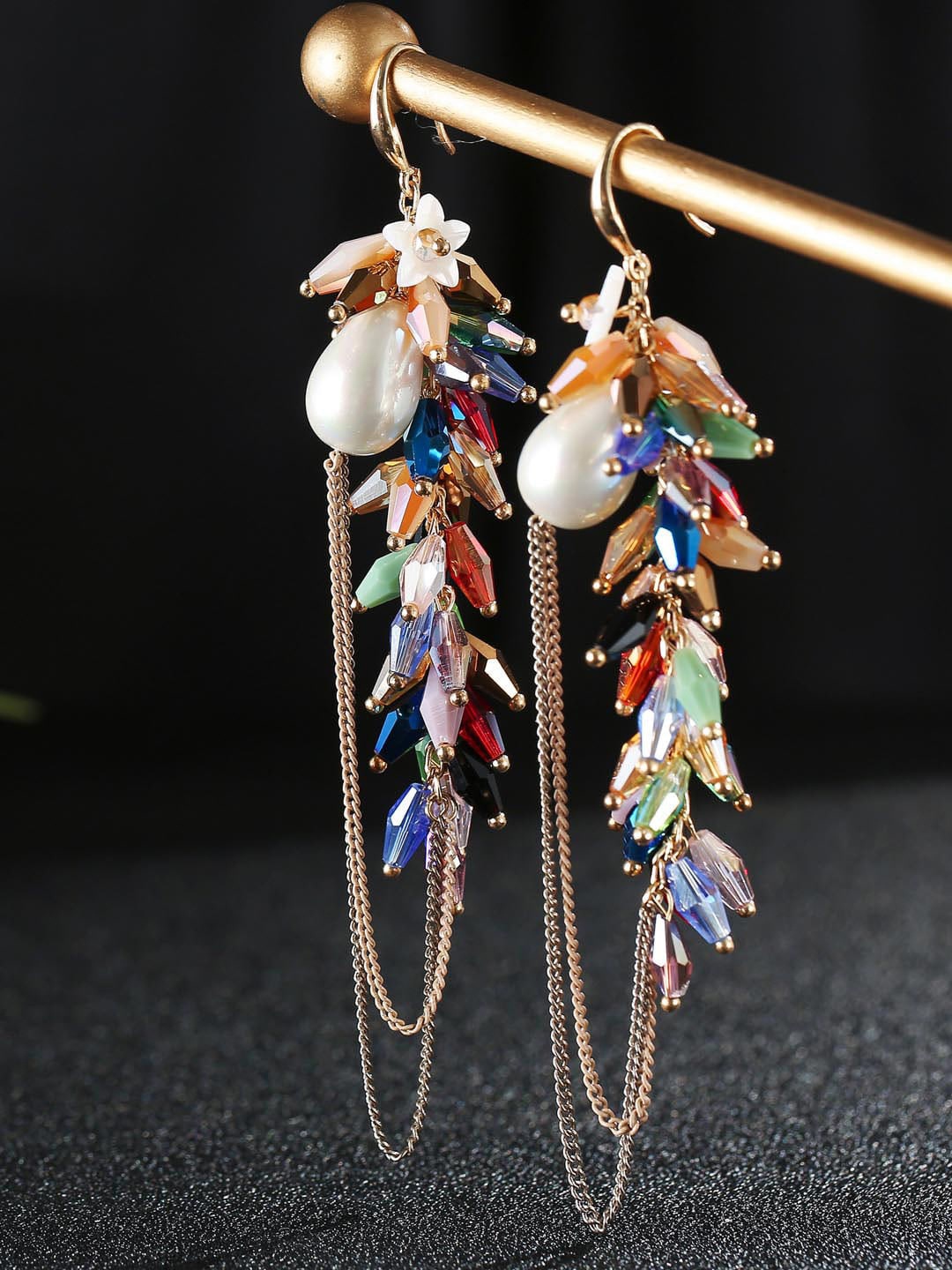

Jewels Galaxy Gold-Plated Beaded Contemporary Drop Earrings
