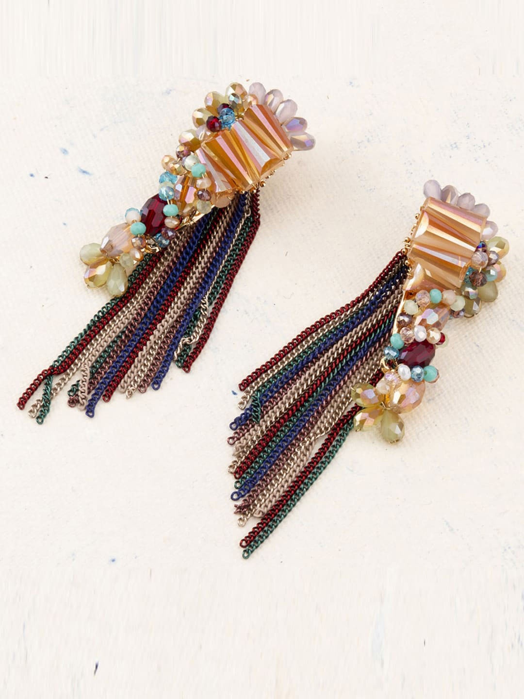 

Jewels Galaxy Gold-Plated Stone-Studded & Beaded Contemporary Drop Earrings, Blue