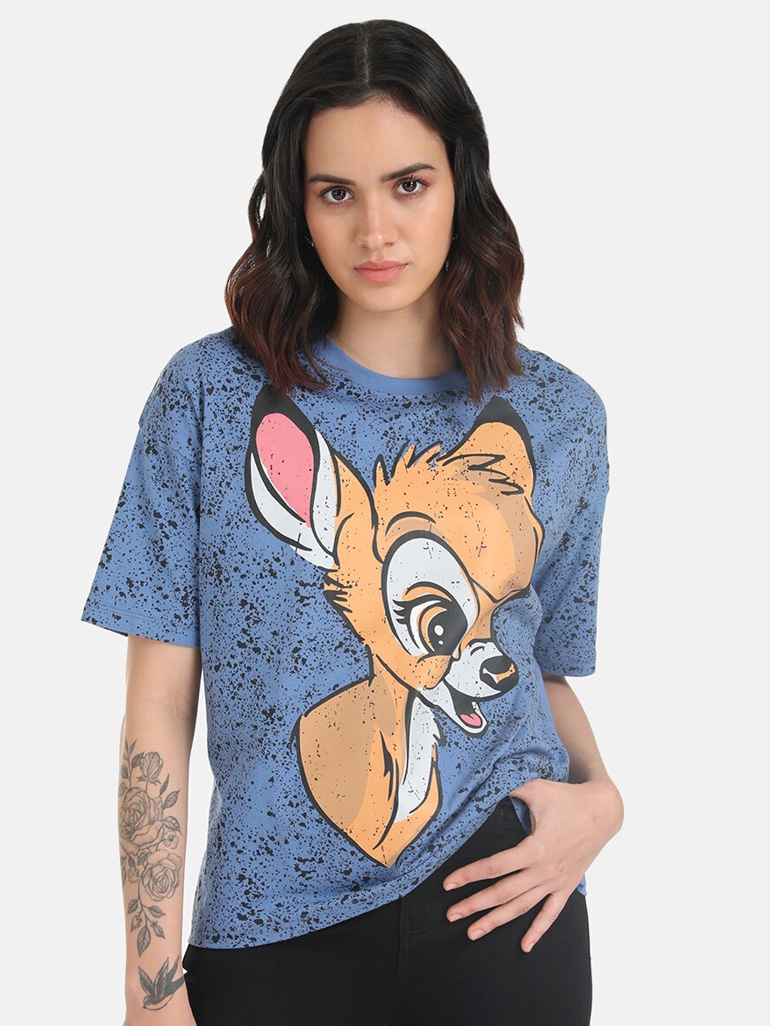 

Kazo Graphic Printed Relaxed Fit Disney T-shirt, Blue