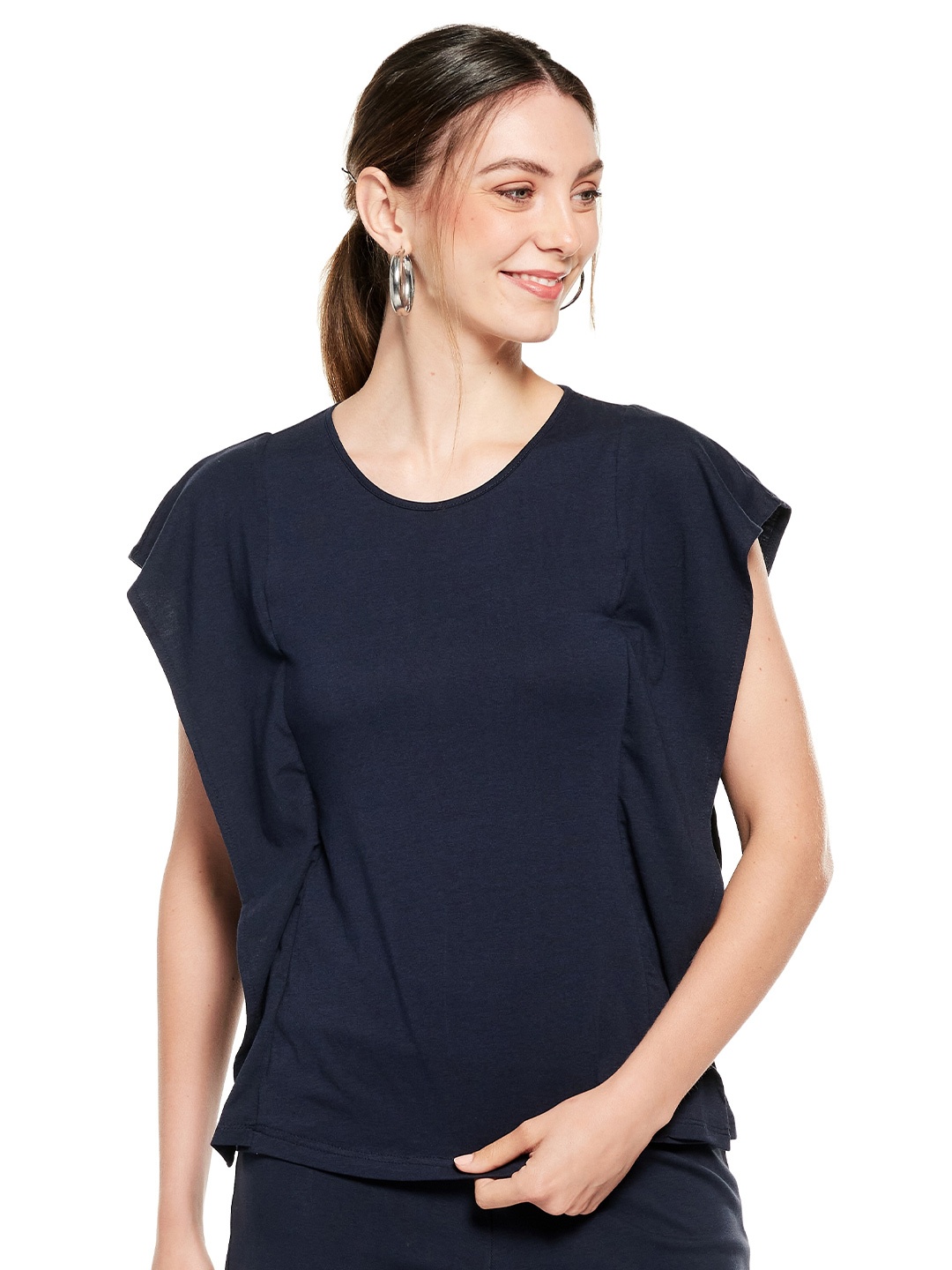 

UNMADE Kimono Sleeves Kaftan Top, Navy blue