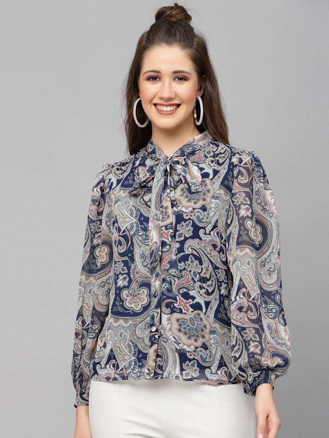 

Mafadeny Ethnic Motifs Printed Casual Shirt, Blue