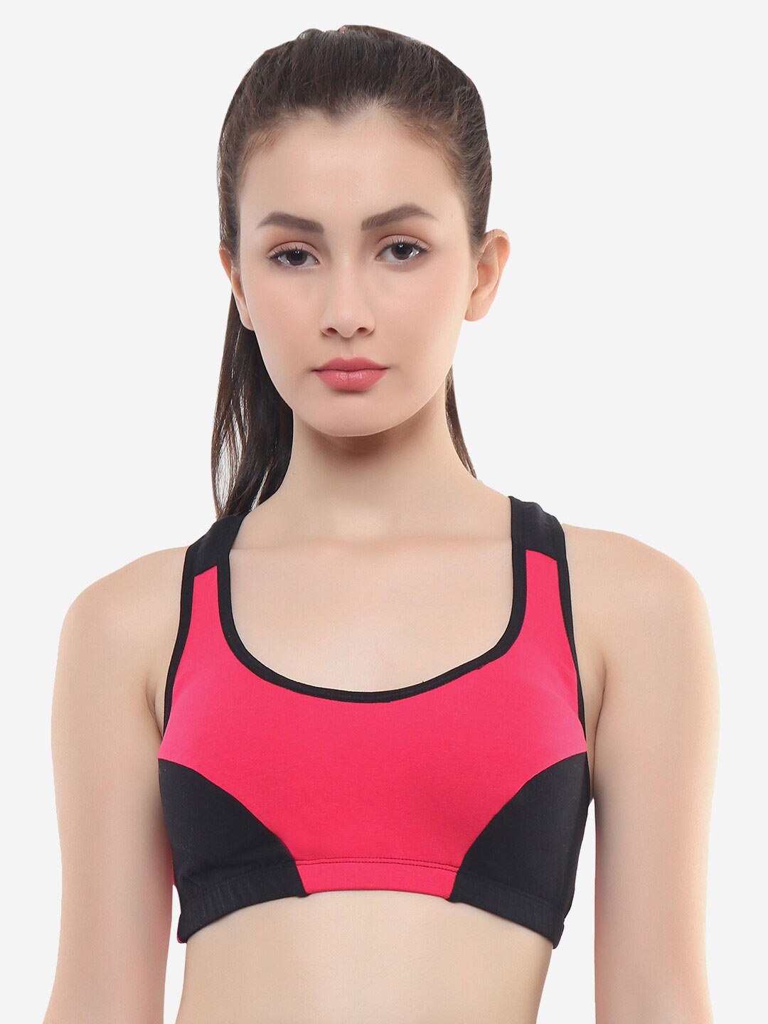 

XOXO Design Colourblocked Non Padded All Day Comfort Rapid-Dry Sports Workout Bra, Pink