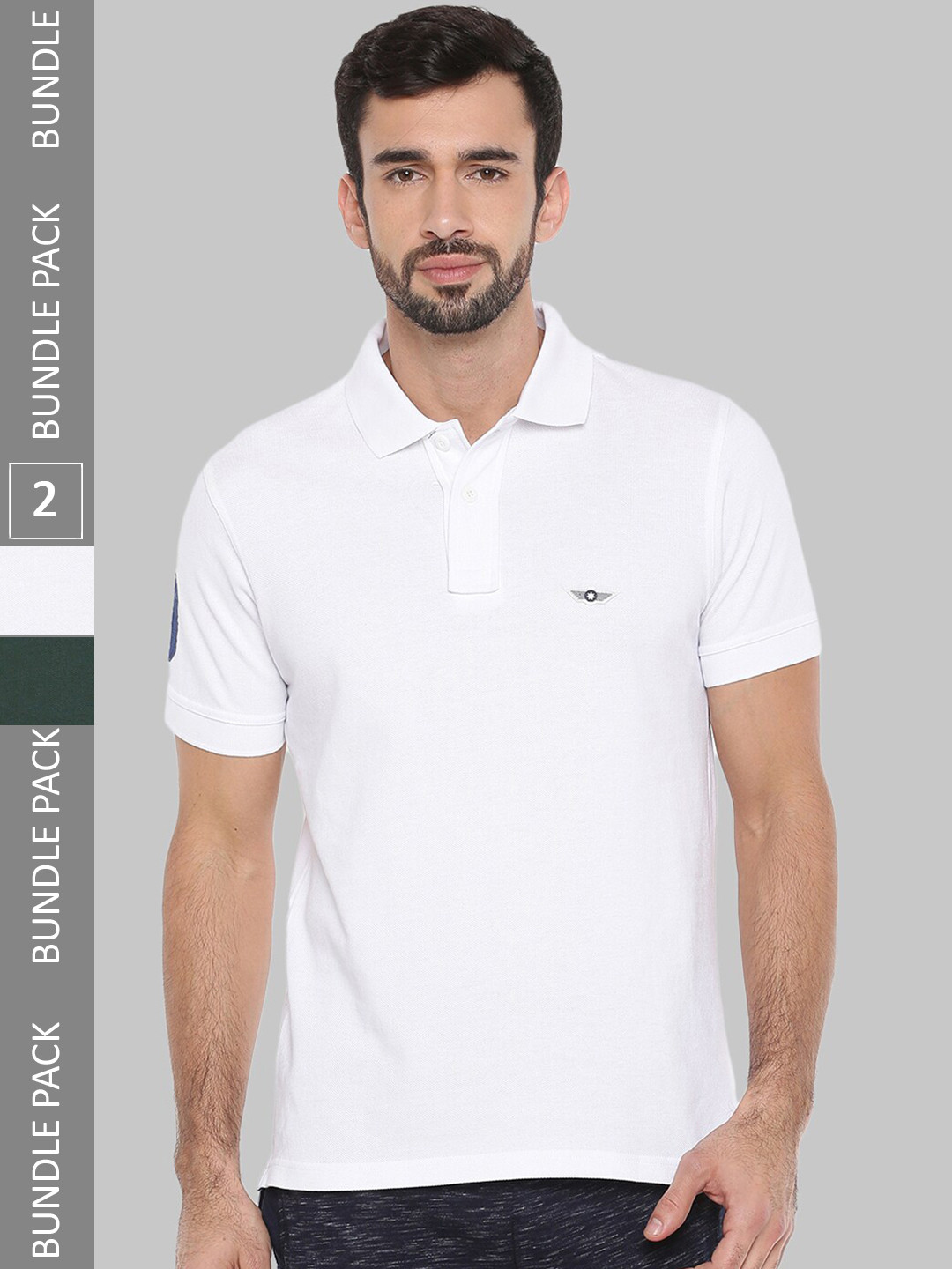 

Force NXT Pack Of 2 Polo Collar Cotton T-shirt, White