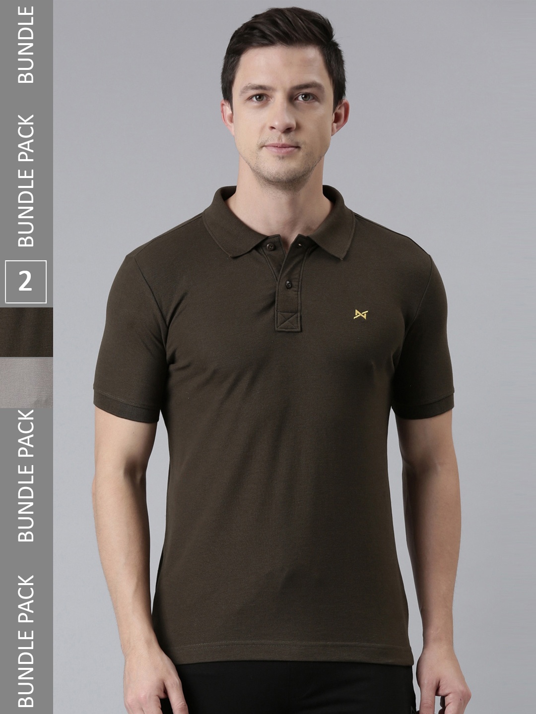 

Force NXT Pack Of 2 Polo Collar Super Combed Cotton T-shirts, Black