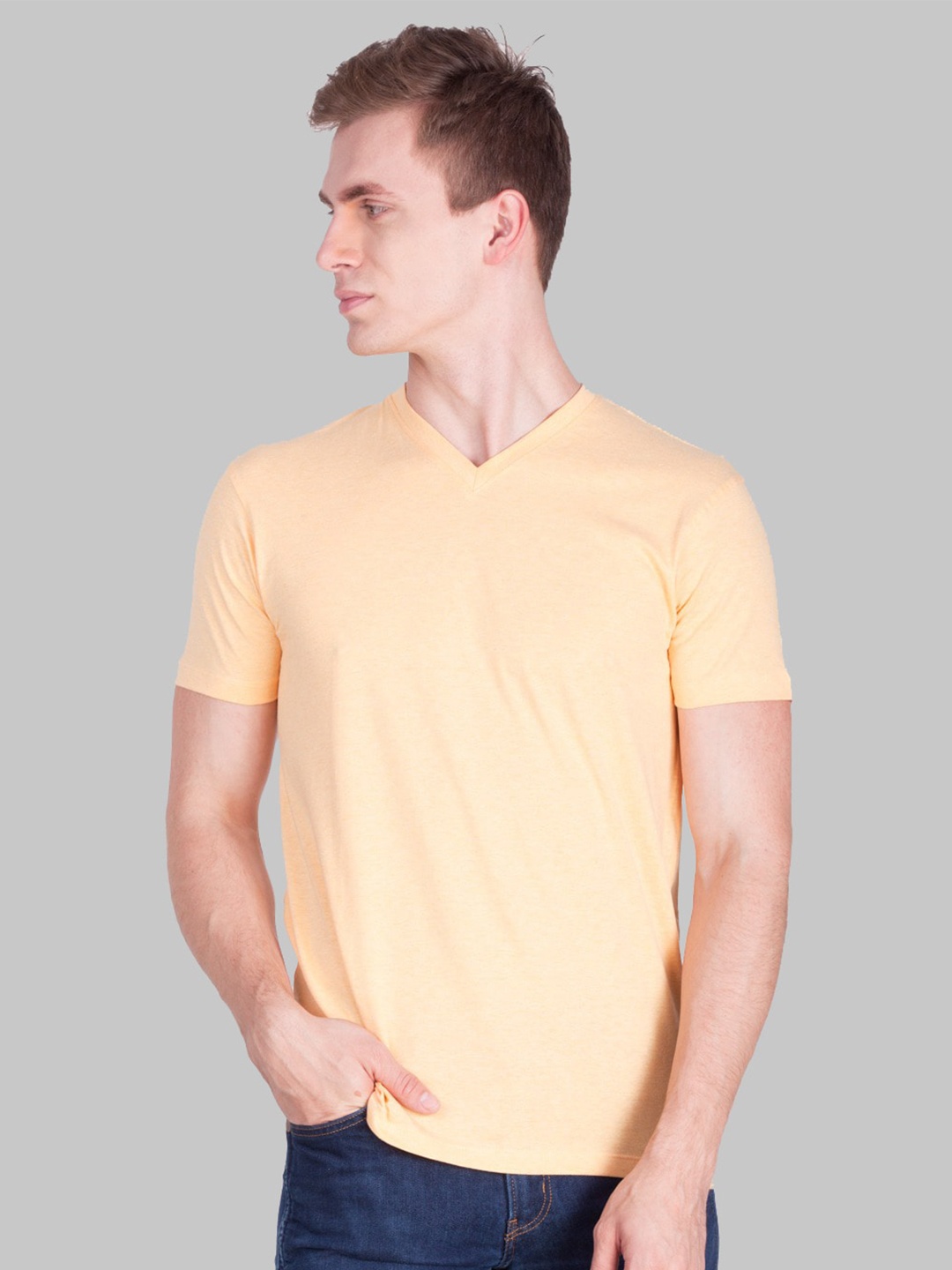 

Force NXT V-Neck Pure Cotton T-shirt, Yellow