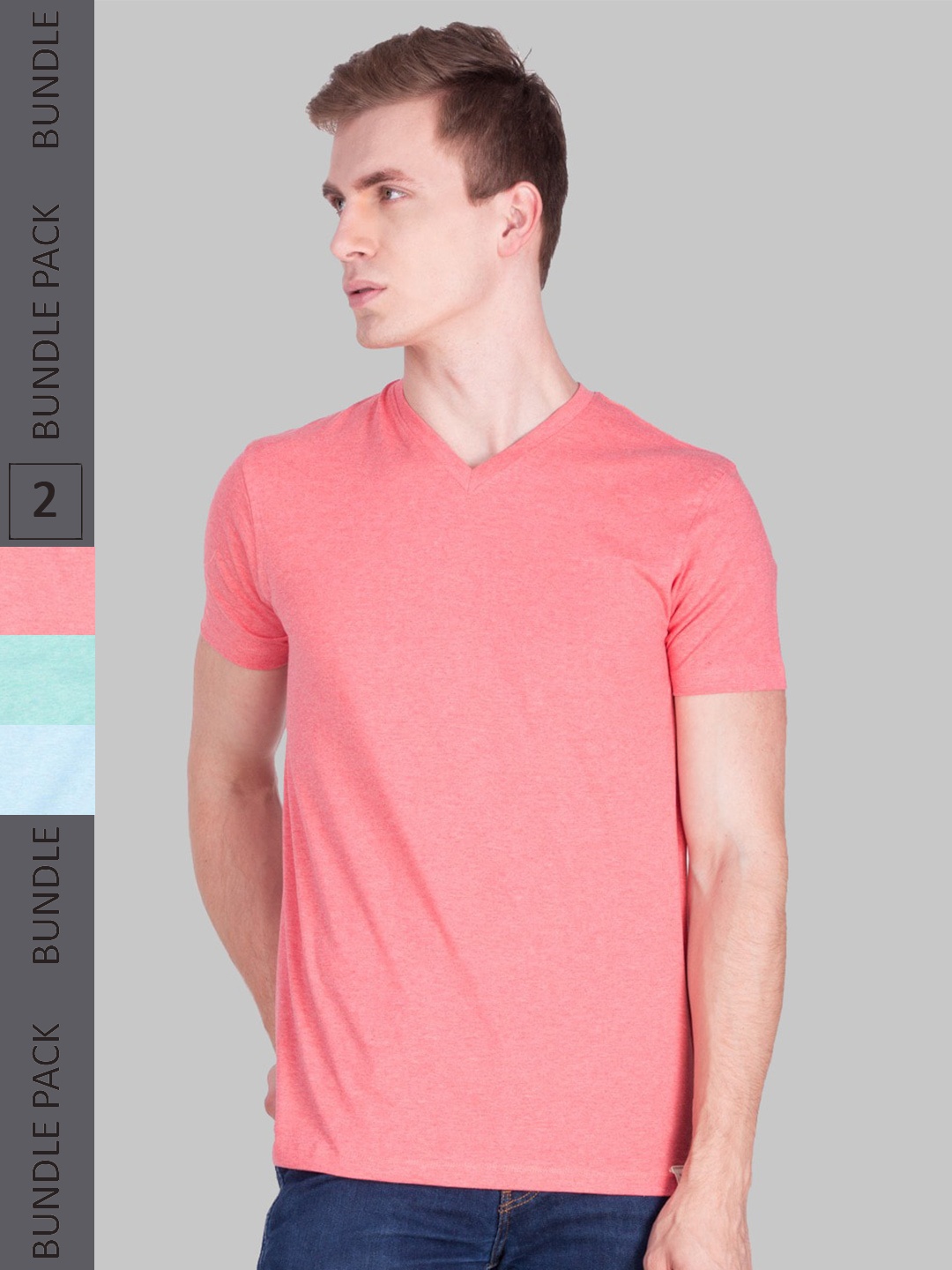 

Force NXT Pack Of 3 V-Neck Pure Cotton T-shirt, Pink