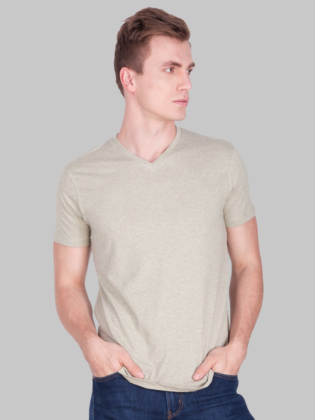

Force NXT V-Neck Pure Cotton T-shirt, Grey