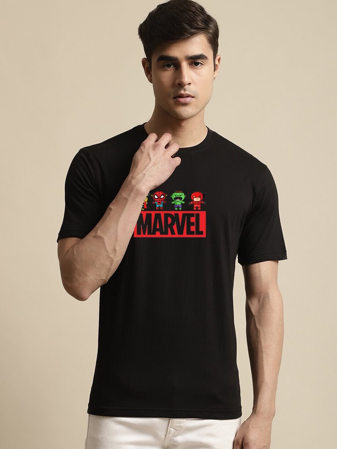 

borse lele Marvel Printed Pure Cotton T-shirt, Black