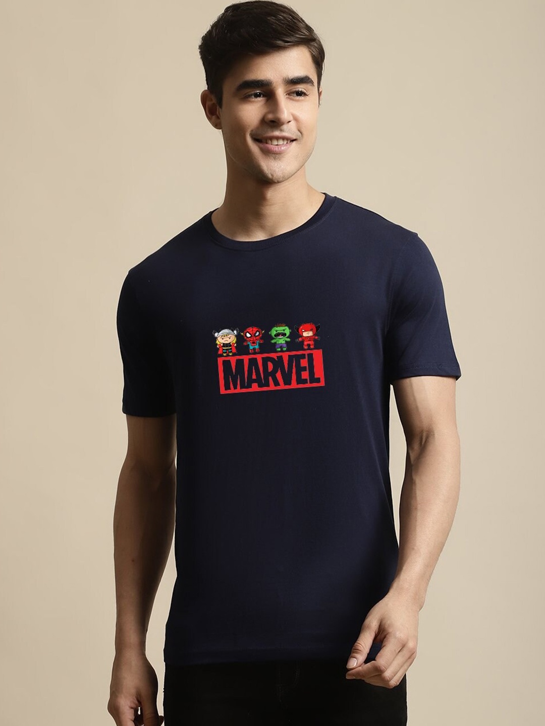

borse lele Marvel Printed Pure Cotton T-shirt, Navy blue