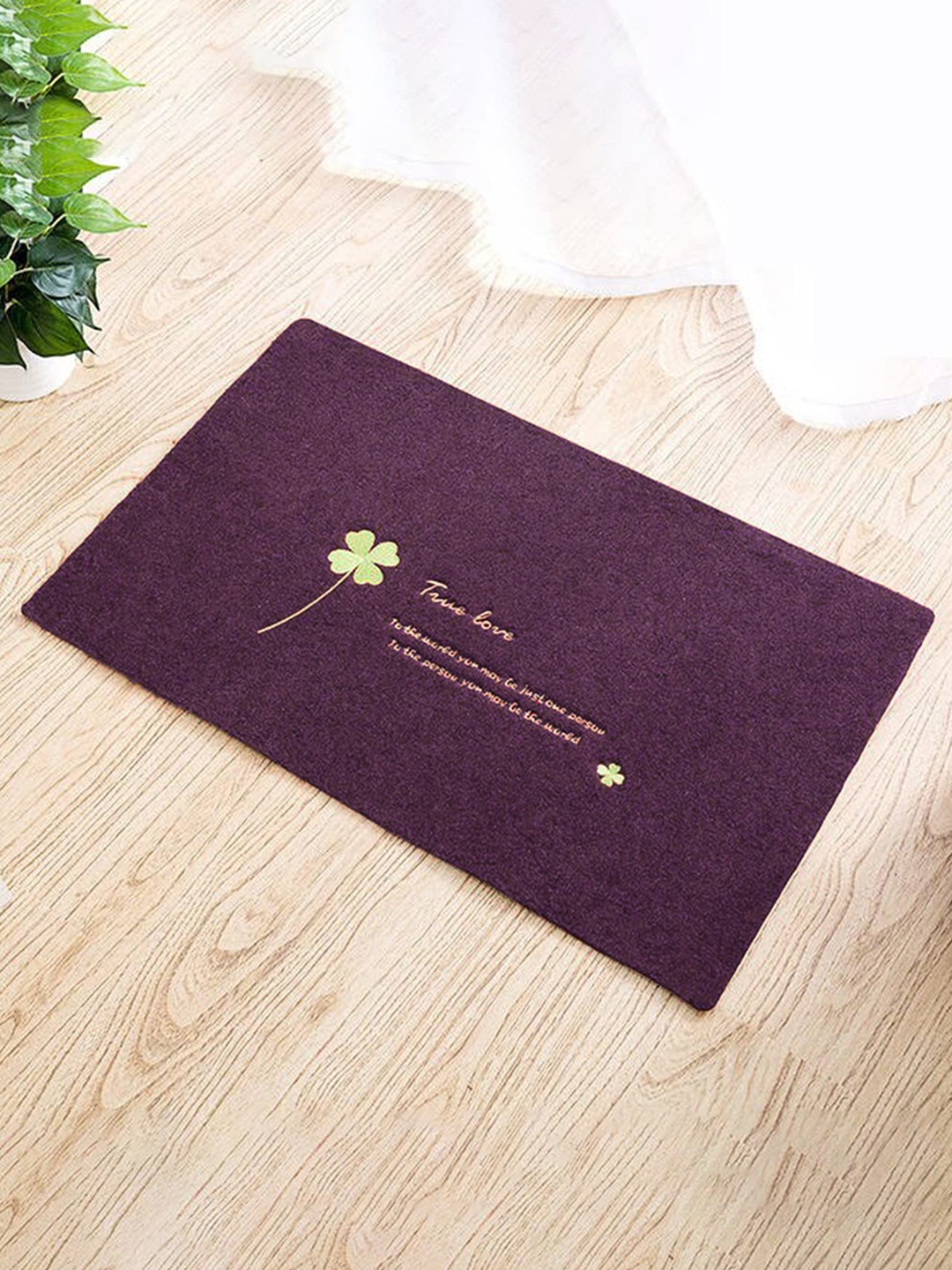 

Kuber Industries Purple & Yellow Printed Microfiber Anti-Skid Doormat