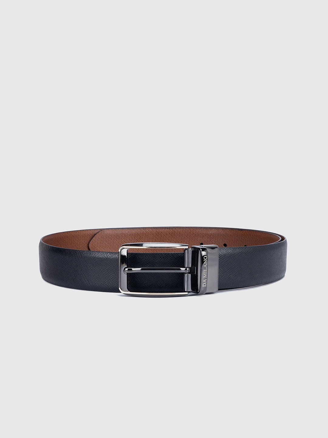 

Da Milano Men Textured Reversible Leather Belt, Black