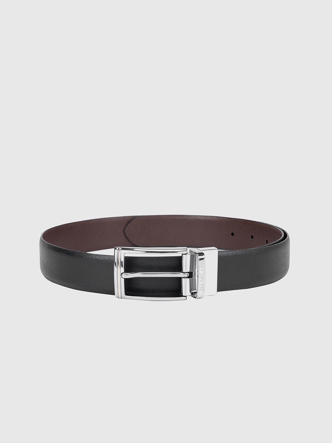 

Da Milano Men Textured Reversible Leather Belt, Black