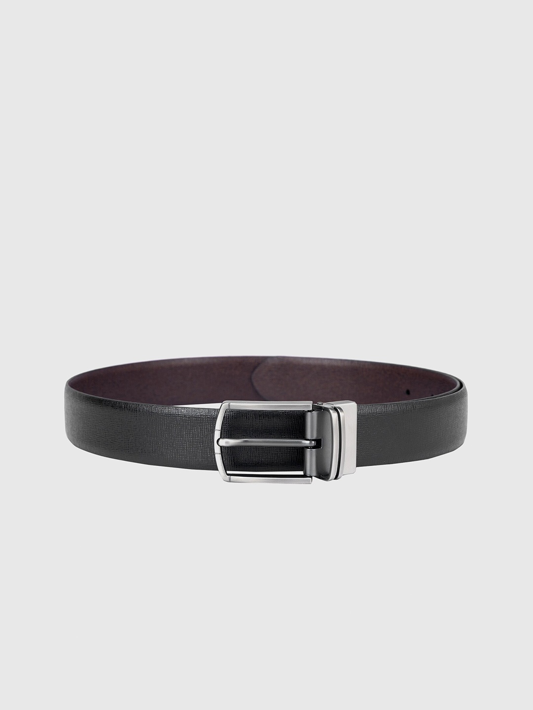 

Da Milano Men Textured Reversible Leather Belt, Black