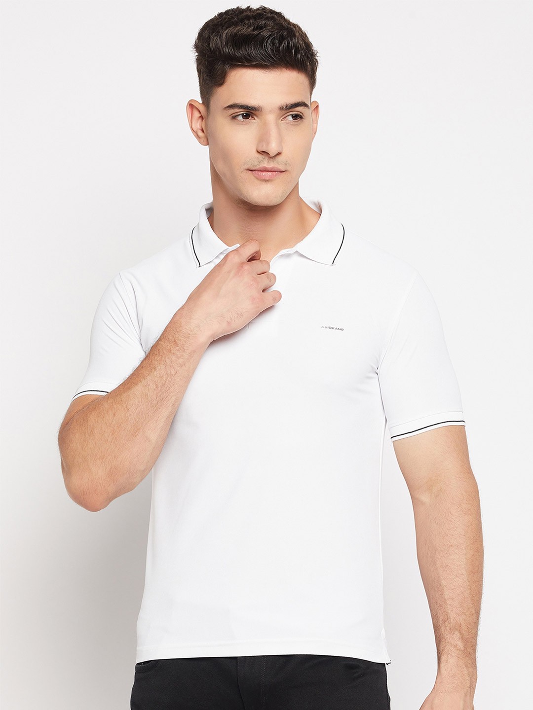 

Okane Polo Collar Short Sleeve Cotton T-shirt, White