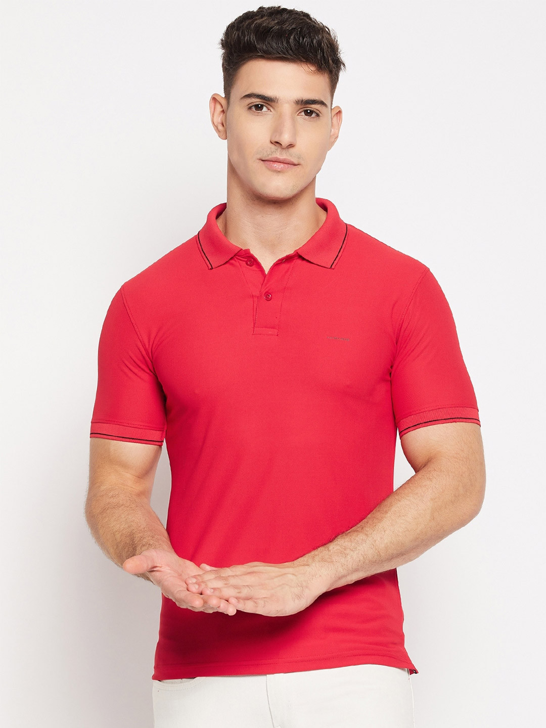 

Okane Polo Collar Cotton T-shirt, Red